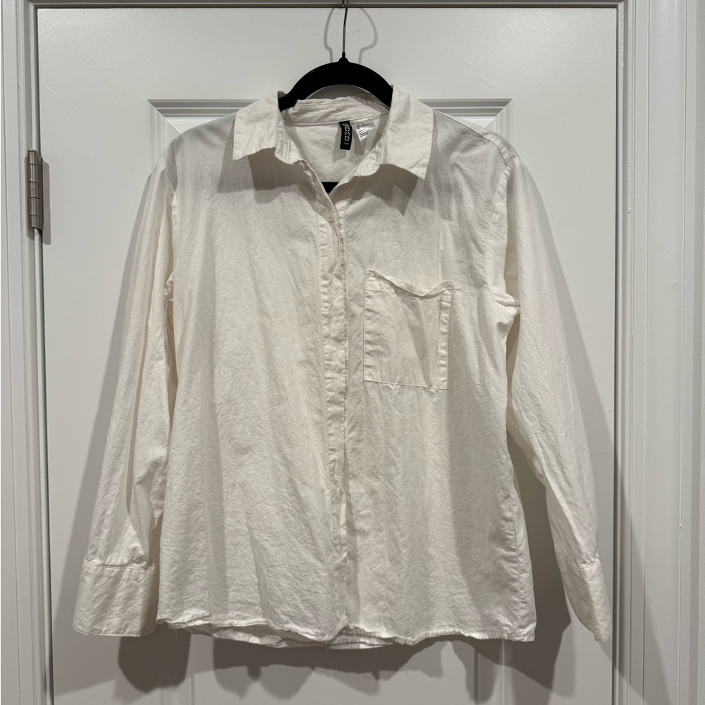Divided White Casual Button-Down Shirt